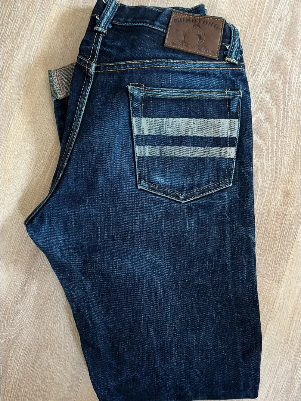 Momotaro Jeans Men 31 Pink Selvedge Denim Going To Battle Stripes Made In Japan